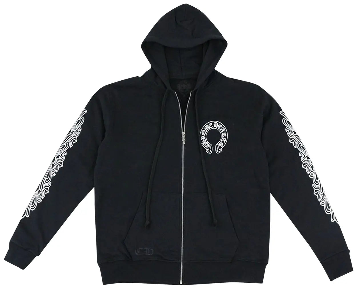 Chrome Hearts Horseshoe Floral Cross Zip Up Hoodie Black 1:1