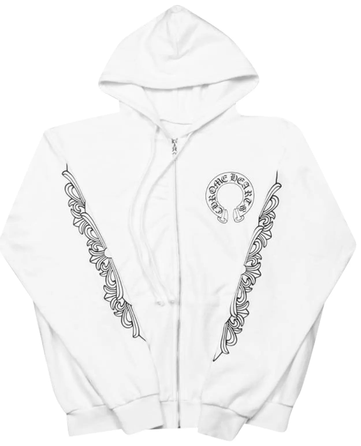 Chrome Hearts Horseshoe Floral Cross Zip Up Hoodie White 1:1