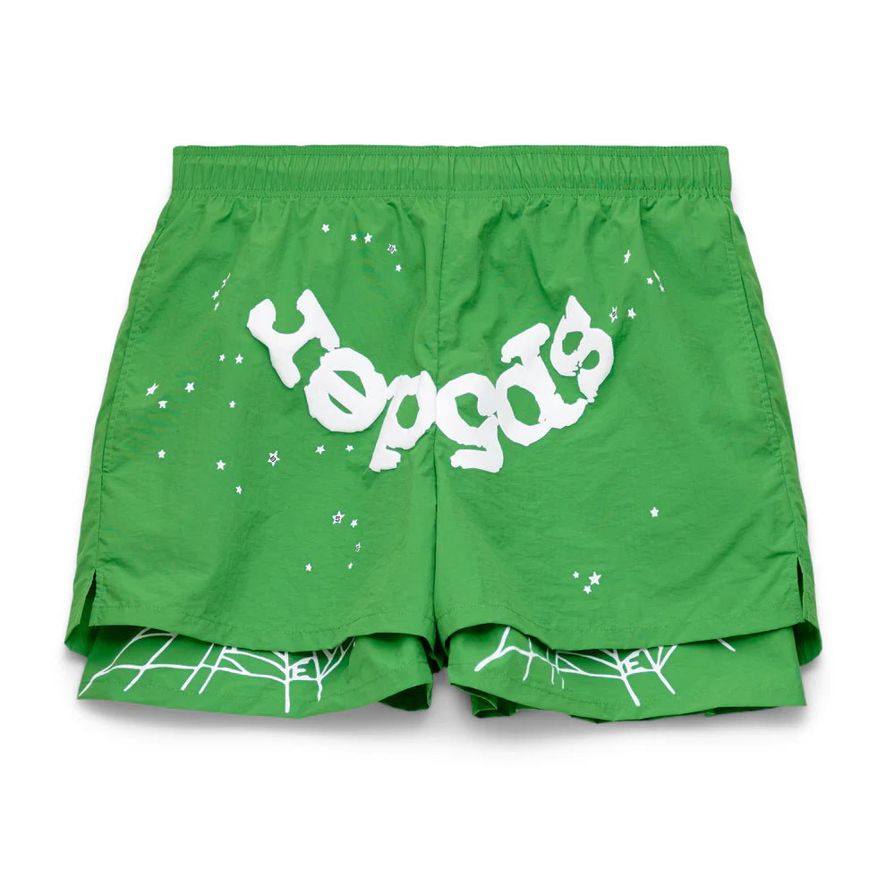 Sp5der OG Web Double Layer Shorts Green 1:1