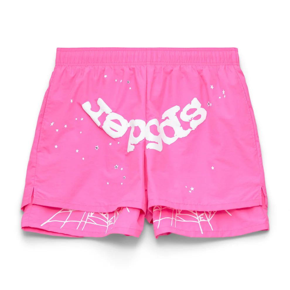 Sp5der OG Web Double Layer Shorts Pink 1:1